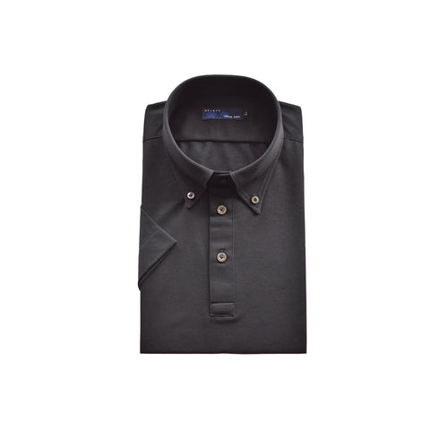 【日本製】 ポロシャツ メンズ ビジネス 半袖 吸水速乾 イージーケア 無地 ボタンダウン ブラック(2021-P2-bk)