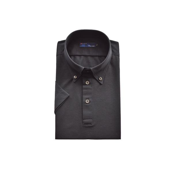 【日本製】 ポロシャツ メンズ ビジネス 半袖 吸水速乾 イージーケア 無地 ボタンダウン ブラック(2021-P2-bk)