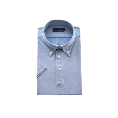 【日本製】 ポロシャツ メンズ ビジネス 半袖 吸水速乾 イージーケア 無地 ボタンダウン ブルー(2021-P2-bl)