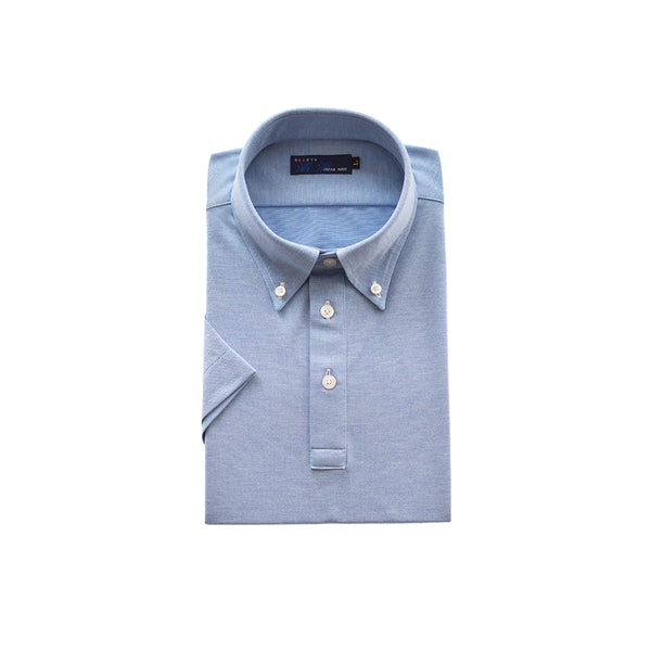 【日本製】 ポロシャツ メンズ ビジネス 半袖 吸水速乾 イージーケア 無地 ボタンダウン ブルー(2021-P2-bl)