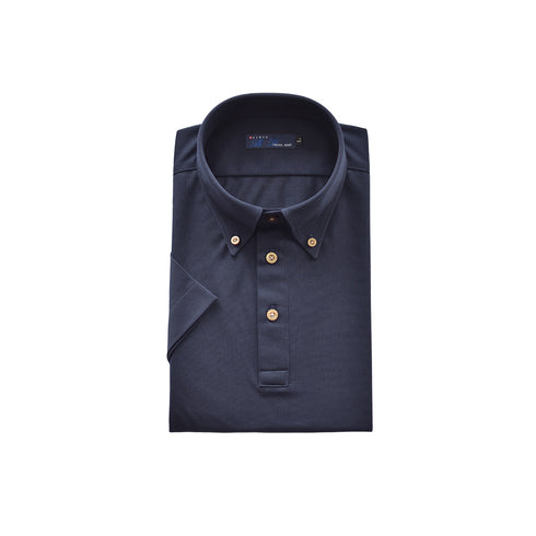 【日本製】 ポロシャツ メンズ ビジネス 半袖 吸水速乾 イージーケア 無地 ボタンダウン ネイビー(2021-P2-na)