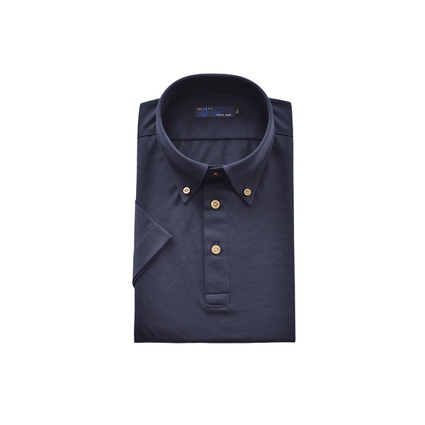 【日本製】 ポロシャツ メンズ ビジネス 半袖 吸水速乾 イージーケア 無地 ボタンダウン ネイビー(2021-P2-na)