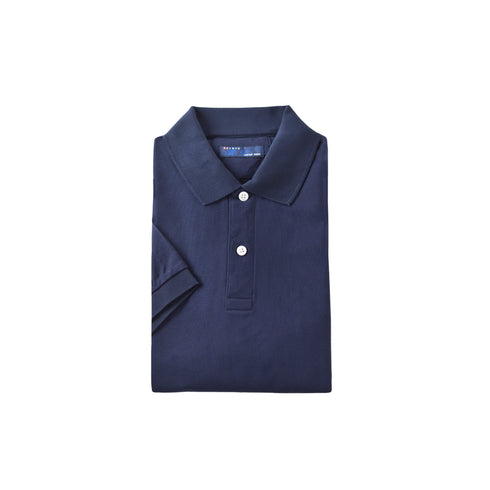 【日本製】 ポロシャツ メンズ ビジネス 半袖 鹿の子 吸水速乾 カノコ 無地 リブ襟 ネイビー(2021-PRY3-na)