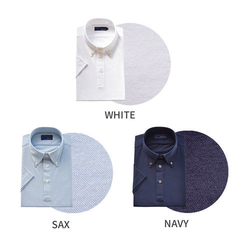 【日本製】 ポロシャツ メンズ 半袖 ビジネス 吸水速乾 イージーケア ノーアイロン 無地 ボタンダウン ネイビー(2021-PS6-na)