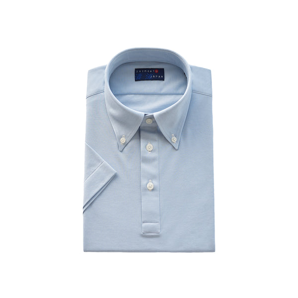 【日本製】 ポロシャツ メンズ 半袖 ビジネス 吸水速乾 イージーケア ノーアイロン 無地 ボタンダウン サックス(2021-PS6-sa)