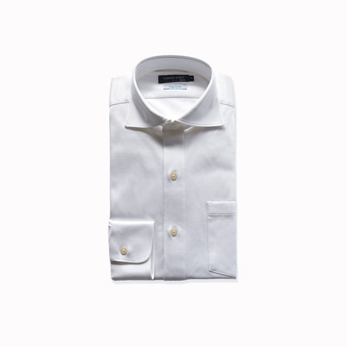 【日本製】ワイシャツ メンズ ビジネス 長袖 白シャツ イージーケア ノーアイロン 無地 ワイドカラー 綿100% ピマコットン ホワイト(SA-1-wh)