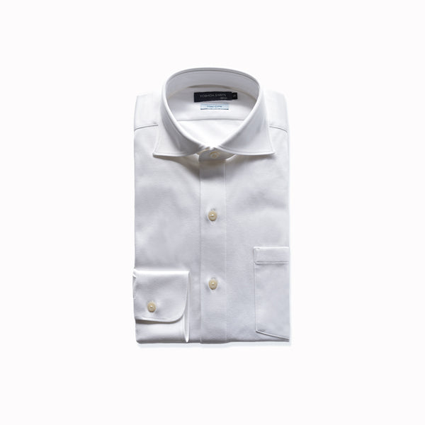 【日本製】ワイシャツ メンズ ビジネス 長袖 白シャツ イージーケア ノーアイロン 無地 ワイドカラー 綿100% ピマコットン ホワイト(SA-1-wh)