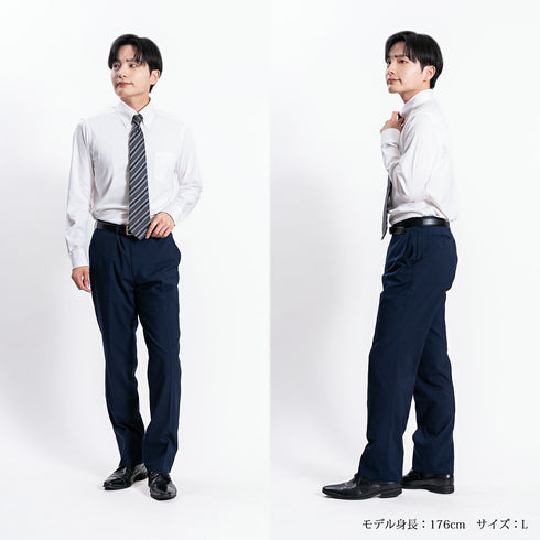 【日本製】 ワイシャツ メンズ ビジネス 長袖 イージーケア ノーアイロン 無地 ボタンダウン 綿100% スーピマコットン サックス(2021-S3-sa)