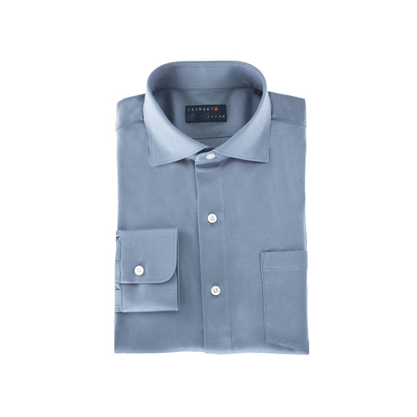 【日本製】ワイシャツ メンズ ビジネス 長袖 抗菌 消臭 イージーケア ノーアイロン 無地 ワイドカラー ブルーグレー(2021-S4-blg)