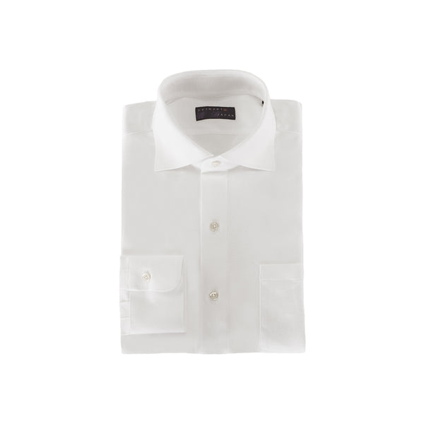 【日本製】ワイシャツ メンズ ビジネス 長袖 抗菌 消臭 イージーケア ノーアイロン 無地 ワイドカラー ホワイト(2021-S4-wh)