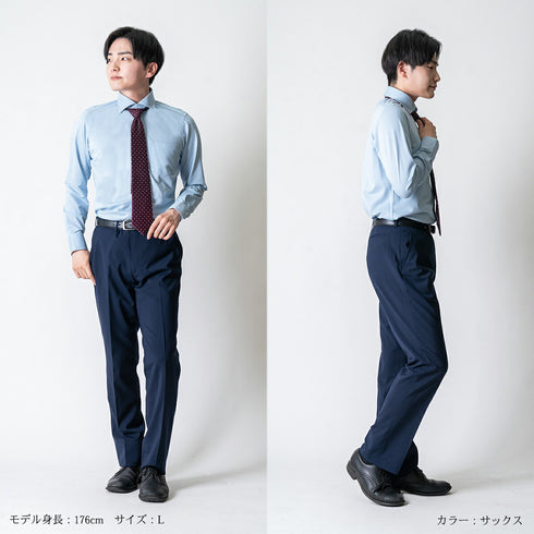 【日本製】ワイシャツ メンズ ビジネス 長袖 イージーケア ノーアイロン 無地 ワイドカラー イージーフォーマルシャツ ホワイト(2021-SM21-wh)