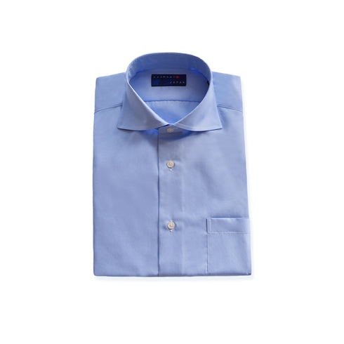 【日本製】ワイシャツ メンズ ビジネス 長袖 ドレスシャツ ワイドカラー スーピマコットン 綿100% サックス(2021-SS11-sa)