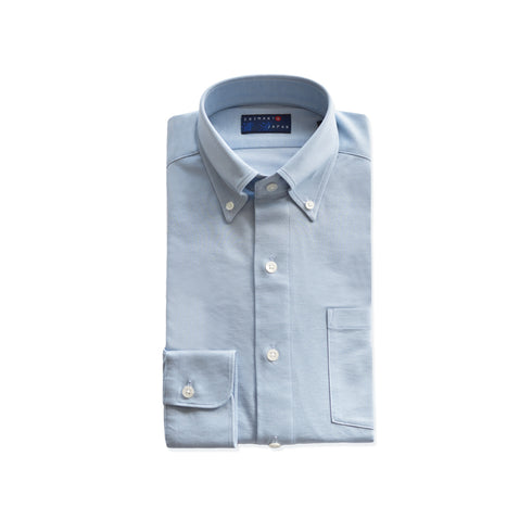 【日本製】 ワイシャツ メンズ ビジネス 長袖 イージーケア ノーアイロン 無地 ボタンダウン イージーフォーマルシャツ サックス(2021-SS22-sa)