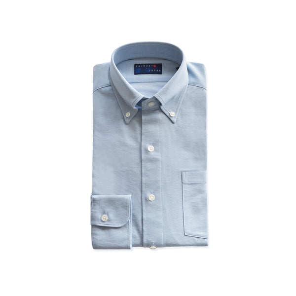 【日本製】 ワイシャツ メンズ ビジネス 長袖 イージーケア ノーアイロン 無地 ボタンダウン イージーフォーマルシャツ サックス(2021-SS22-sa)