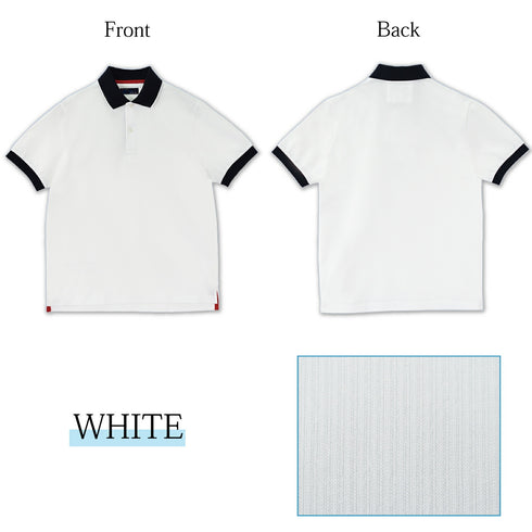 【日本製】 ポロシャツ メンズ 半袖 スポーツ アウトドア 吸水速乾 リブ襟 無地 ホワイト(2022-PM8-wh)