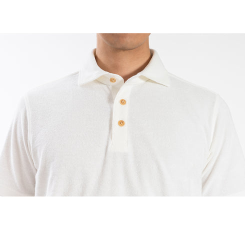 【日本製】 パイル地 ポロシャツ メンズ 半袖 タオル地 柔らか 無地 ワイドカラー グレー(2022-PS11-gr)