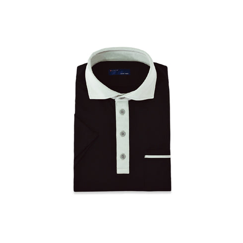 【日本製】 ポロシャツ メンズ 半袖 吸水速乾 ゴルフ スポーツ ワイドカラー 無地 フィールドセンサー ブラック(2022-PS12-bk)