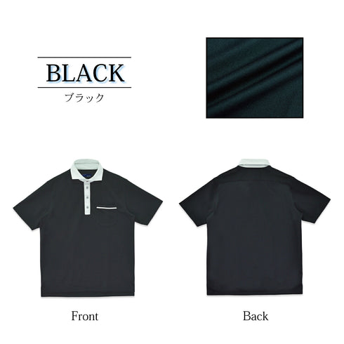 【日本製】 ポロシャツ メンズ 半袖 吸水速乾 ゴルフ スポーツ ワイドカラー 無地 フィールドセンサー ホワイト(2022-PS12-wh)