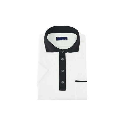 【日本製】 ポロシャツ メンズ 半袖 吸水速乾 ゴルフ スポーツ ワイドカラー 無地 フィールドセンサー ホワイト(2022-PS12-wh)