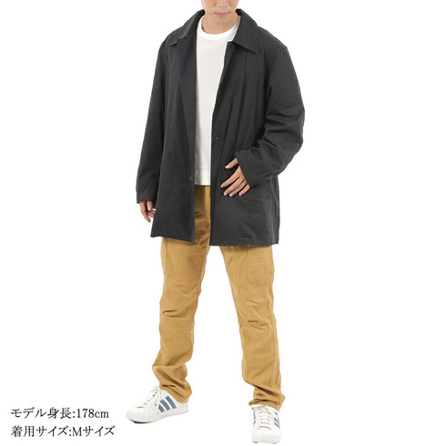 コート メンズ ステンカラー 撥水 防風 軽量 おしゃれ 無地 ブラック(FL22SS-009M-bk)