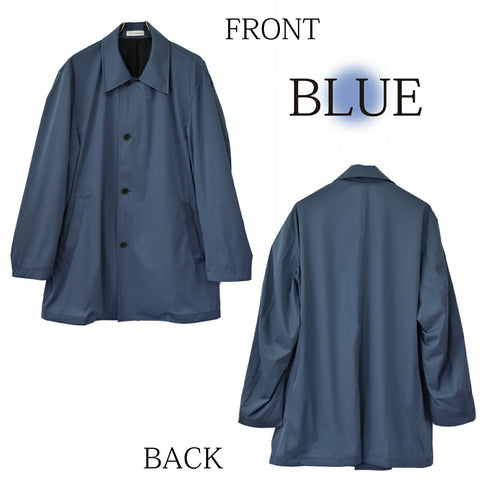 コート メンズ ステンカラー 撥水 防風 軽量 おしゃれ 無地 ブルー(FL22SS-009M-bl)