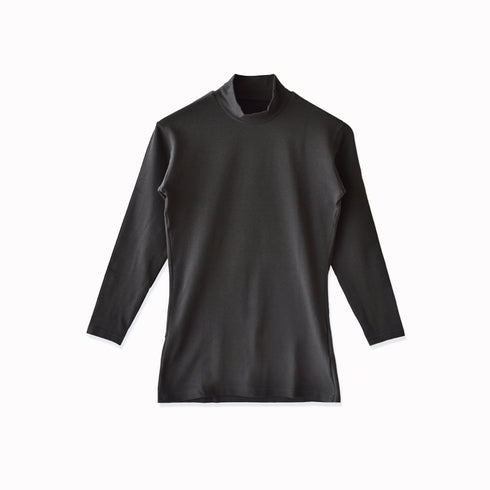 【日本製】 極暖 インナー レディース 長袖 ハイネック 暖かい 保温 ストレッチ 無地 ブラック(21FW-0007w-bk)