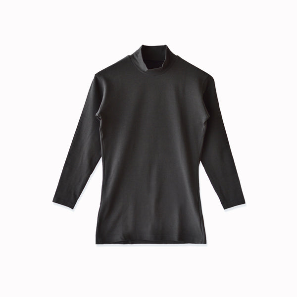 【日本製】 極暖 インナー レディース 長袖 ハイネック 暖かい 保温 ストレッチ 無地 ブラック(21FW-0007w-bk)