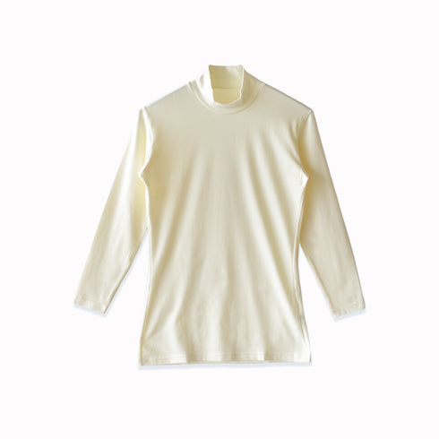【日本製】 極暖 インナー レディース 長袖 ハイネック 暖かい 保温 ストレッチ 無地 オフホワイト(21FW-0007w-owh)