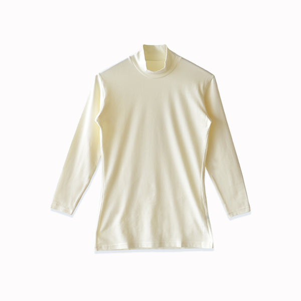 【日本製】 極暖 インナー レディース 長袖 ハイネック 暖かい 保温 ストレッチ 無地 オフホワイト(21FW-0007w-owh)