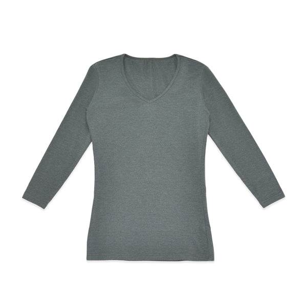 【日本製】 超極暖プレミアム インナー メンズ 長袖 Vネック 裏起毛 あたたかい 保温 ストレッチ グレー(WCPM-02-gr)