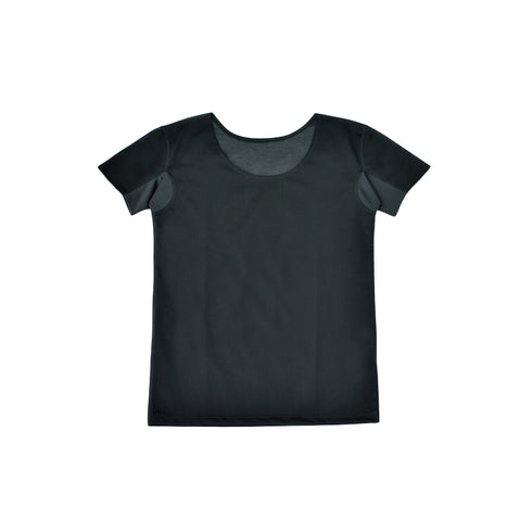 【日本製】 インナー 涼しい レディース 半袖 汗取り 肌着 速乾 ラウンドネック 無地 アゼック ブラック(22SS0003w-bk)