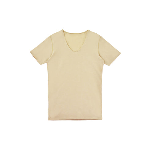 【日本製】 涼しいインナー メンズ 半袖 Vネック 速乾 肌着 無地 アゼック ベージュ(22SS0001-be)