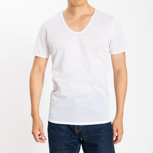 【日本製】 涼しいインナー メンズ 半袖 Vネック 速乾 肌着 無地 アゼック ホワイト(22SS0001-wh)