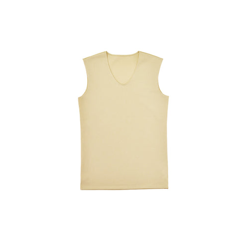 【日本製】 涼しいインナー メンズ ノースリーブ タンクトップ Vネック 速乾 肌着 無地 アゼック ベージュ(22SS0002-be)