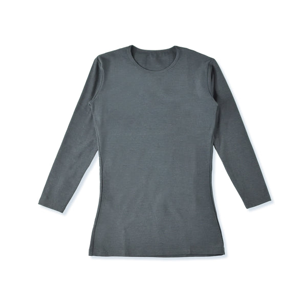 【日本製】 超極暖プレミアム インナー メンズ 長袖 クルーネック 裏起毛 あたたかい 保温 ストレッチ グレー(WCPM-01-gr)