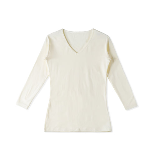 【日本製】 超極暖プレミアム インナー メンズ 長袖 Vネック 裏起毛 あたたかい 保温 ストレッチ オフホワイト(WCPM-02-owh)