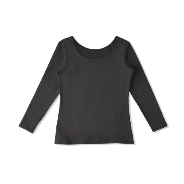 【日本製】 極暖 インナー レディース 長袖 クルーネック 暖かい 保温 ストレッチ 無地 ブラック(23FW-0008w-bk)