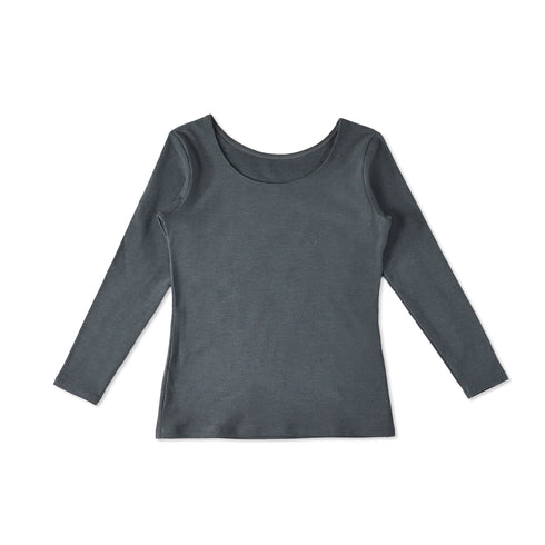 【日本製】 超極暖プレミアム インナー レディース 長袖 クルーネック 裏起毛 あたたかい 保温 ストレッチ グレー(WCPM-03W-gr)