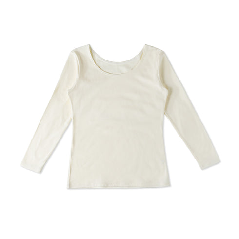 【日本製】 超極暖プレミアム インナー レディース 長袖 クルーネック 裏起毛 あたたかい 保温 ストレッチ オフホワイト(WCPM-03W-owh)