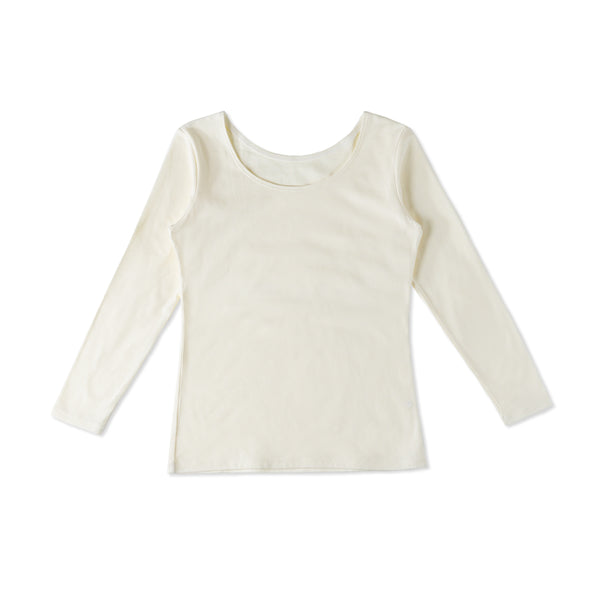 【日本製】 超極暖プレミアム インナー レディース 長袖 クルーネック 裏起毛 あたたかい 保温 ストレッチ オフホワイト(WCPM-03W-owh)