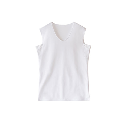 【日本製】 涼しいインナー メンズ 汗パッド付き ノースリーブ タンクトップ Vネック 速乾 肌着 無地 アゼック ホワイト(26SS0003-wh)