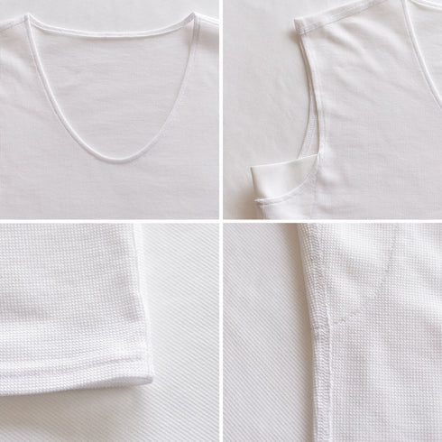 【日本製】 涼しいインナー メンズ 汗パッド付き ノースリーブ タンクトップ Vネック 速乾 肌着 無地 アゼック ブラック(26SS0003-bk)