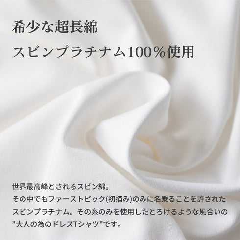 【日本製】tシャツ メンズ 半袖 スビンプラチナム クルーネック 綿100% ポケットあり ホワイト(STKJ23-040-wh)
