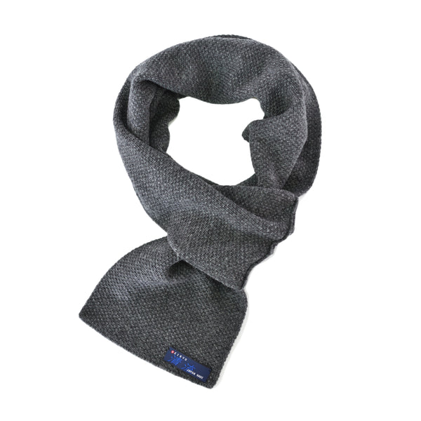 【日本製】 マフラー メンズ ウール 暖かい 通し穴 ユニセックス 無地 グレー(BMZ22-012-gr)