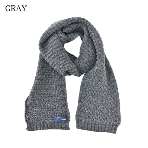 【日本製】 マフラー メンズ ウール 暖かい JQ無地ニット ユニセックス グレー(BMZ22-013-gr)