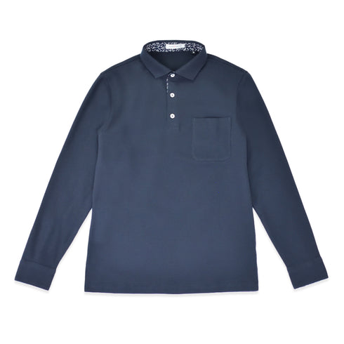 Polo shirt, stand-collar shirt, made from Japanese fabric, sweat-absorbing, quick-drying, easy-care, cotton/polyester, FL22FW-002M, men's