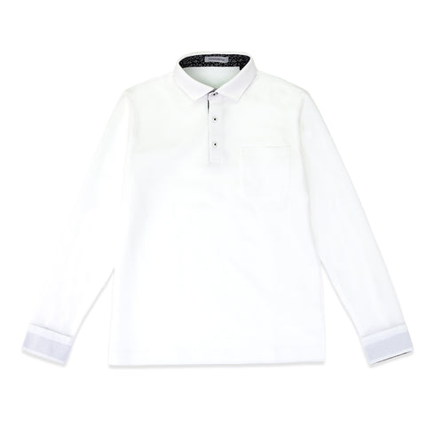 Polo shirt, stand-collar shirt, made from Japanese fabric, sweat-absorbing, quick-drying, easy-care, cotton/polyester, FL22FW-002M, men's