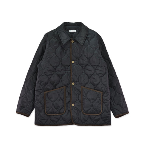 【日本製】 キルティングジャケット メンズ ビジネス カジュアル 軽い 重ね着 無地 中綿 ブラック(FL22FW-003m-bk)