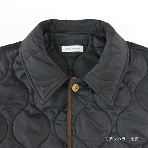 【日本製】 キルティングジャケット メンズ ビジネス カジュアル 軽い 重ね着 無地 中綿 カーキ(FL22FW-003m-kh)