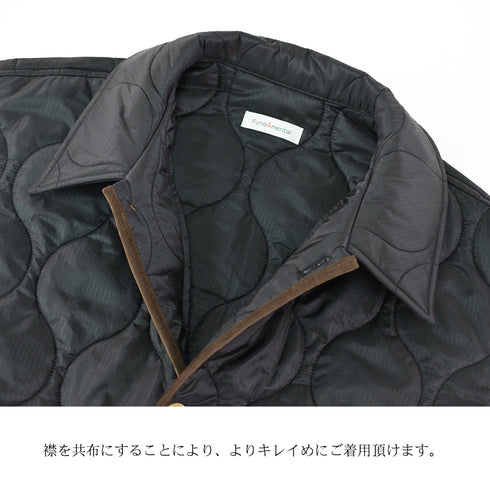 【日本製】 キルティングジャケット メンズ ビジネス カジュアル 軽い 重ね着 無地 中綿 カーキ(FL22FW-003m-kh)